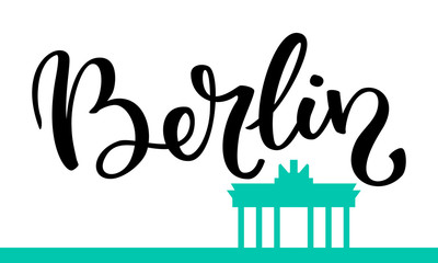 Wall Mural - Hand lettering Berlin and brandenburg gate