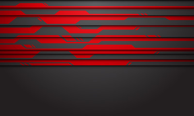Poster - Abstract red circuit line on dark grey with blank space design modern futuristic technology background vector illustration.