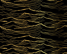 Sea Pattern Japanese Water Black Gold Seamless