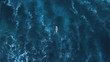 Surf Man On White Surfboard Swimming On Ocean Background. Beautiful Blue Water Space With Waves. Top View. 