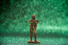 Tin Soldier On A Green Background
