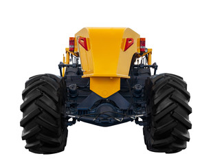 Poster - Bulldozer grader for construction and repair of roads isolated on white background