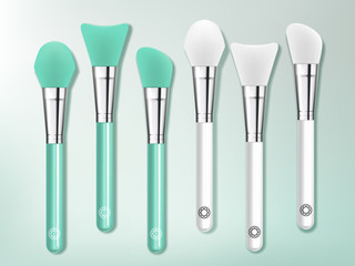 Poster - vector cosmetics and skin care silicon brush or spatula set