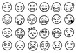 © Kebon doodle - hand drawn of outline style emoji icons collection isolated on white background, vector illustration.