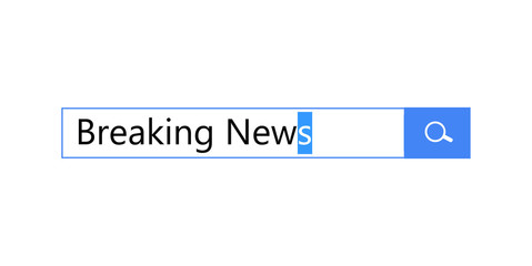 Aufkleber - Search query for breaking news in browser search bar, vector graphic, isolated flat design element on white background.