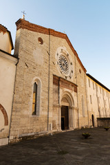 Wall Mural - Facade of the church of San Francesco d'Assisi, Brescia, Italy. Built in the years 1254-1265, in a transition style between the Romanesque and Gothic styles.