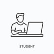 © Phoenix Icons - Student line icon. Vector outline illustration of man working on the computer. Online education pictorgam