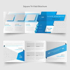 Wall Mural - Multipurpose modern corporate square tri-fold brochure design template or real estate tri fold brochure