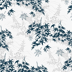 Wall Mural - maple tree sketch vector japanese chinese design seamless pattern