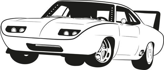 Wall Mural - cartoon american muscle car,muscle car,illustration