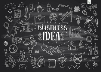 business idea doodles icons set. vector illustration.