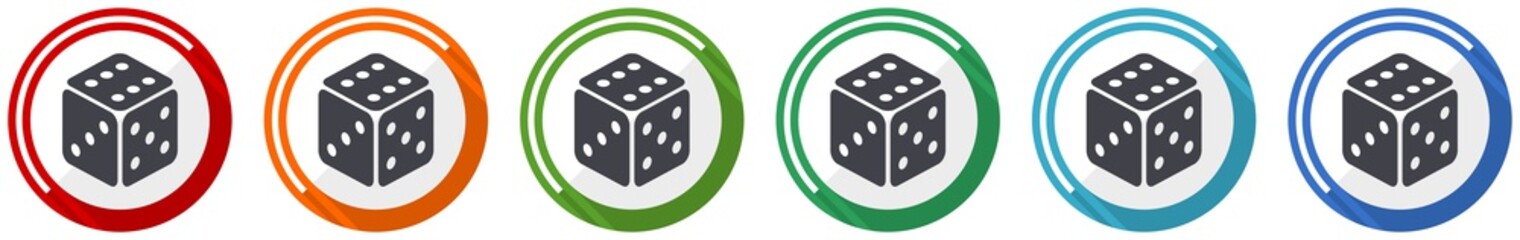 Leinwandbilder - Game icon set, flat design vector illustration in 6 colors options for webdesign and mobile applications