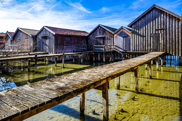 Sticker - old wooden boathouse