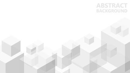 Poster - Vector abstract background with geometric gray cubes. Modern abstract geometric background with grey cubes. An excellent advertising poster, print, template for business report. 3D vector.