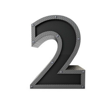 Number 2 industrial metal type. 3D Rendering