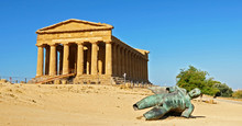 Temple Of Concordia In The Valley Of Temple In Agrigento- Sicilia, Italy
