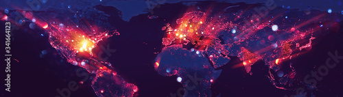 Fotomural World Map with Glitter and Glow Effect