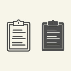 Poster - Medical check list line and solid icon. Survey form outline style pictogram on white background. Hospital clipboard questionnaire for mobile concept and web design. Vector graphics.