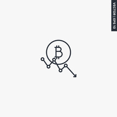 Poster - Bitcoin drop, linear style sign for mobile concept and web design
