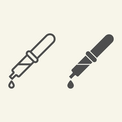 Poster - Pipette line and solid icon. Medicine dropper with drop outline style pictogram on white background. Eyedropper for mobile concept and web design. Vector graphics.