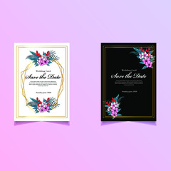 wedding card set  template with beautiful flower