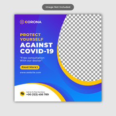 Wall Mural - Medical health banner about coronavirus, social media post banner template