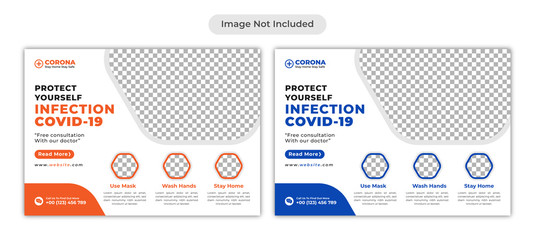 Wall Mural - Modern healthcare and medical flyer template about coronavirus