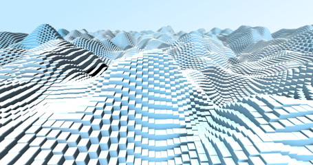 Wall Mural - abstract grid shape landscape background. 3d rendering