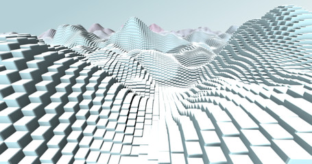 Wall Mural - Abstract grid shape landscape background. 3D rendering