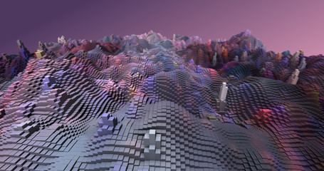 Wall Mural - Abstract grid shape landscape background. 3D rendering
