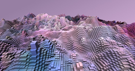Wall Mural - Abstract grid shape landscape background. 3D rendering