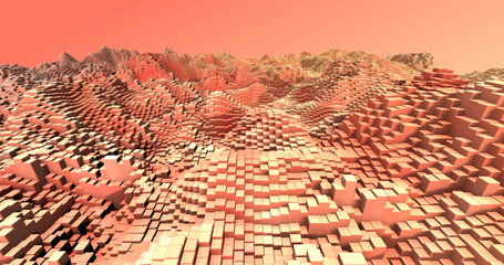 Wall Mural - Abstract grid shape landscape background. 3D rendering