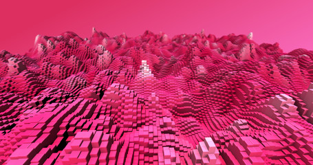 Wall Mural - Abstract grid shape landscape background. 3D rendering
