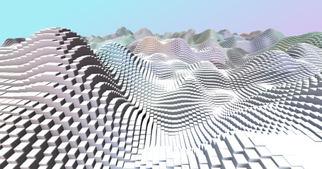 Wall Mural - Abstract grid shape landscape background. 3D rendering