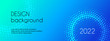 © Artulina - Vector long banner template. Abstract blue gradient background with halftone circles