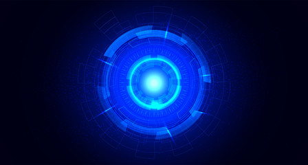 Poster - Abstract Hi-tech communication background with HUD elements circle digital futuristic blue color gradient innovation of technology concepts. vector illustration.