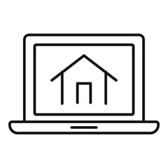 Poster - laptop house security control icon. outline laptop house security control vector icon for web design