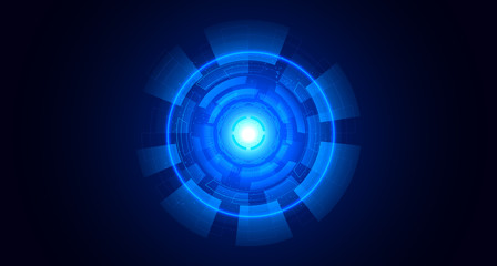 Poster - Abstract Hi-tech communication background with HUD elements circle digital futuristic blue color gradient innovation of technology concepts. vector illustration.
