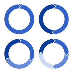 Poster - Four arrows in the form of a circle in blue with a gradient. Vector illustration. Stock Photo.