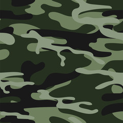 Wall Mural - Military camouflage seamless pattern. Khaki texture. Trendy background. Abstract color vector illustration. For design wallpaper, wrapping paper, fabric.