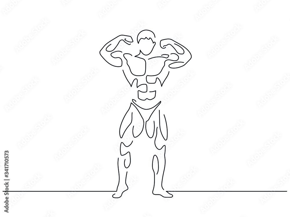 Bodybuilding isolated line drawing, vector illustration design. Sport ...