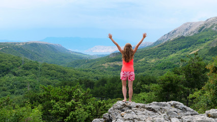 tour tourism- Croatia landscape- woman enjoy tourism in Europa