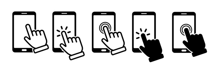 Poster - hand touch screen smartphone icon. click on the smartphone. vector icon
