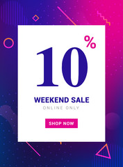 Sticker - Sale promo banner weekend offer. Big Discount 10 percent promotion deal template