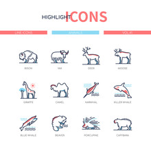 Animals Collection - Modern Line Design Style Icons Set