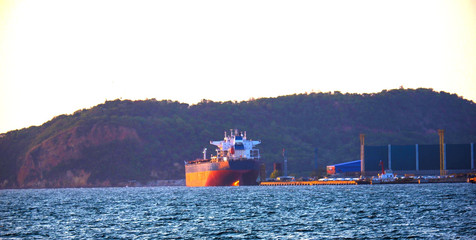 Cargo ship waiting to be sent for export