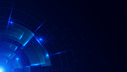 Poster - Abstract Hi-tech communication background with HUD elements circle digital futuristic blue color gradient innovation of technology concepts. vector illustration.
