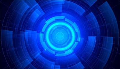Poster - Abstract Hi-tech communication background with HUD elements circle digital futuristic blue color gradient innovation of technology concepts. vector illustration.