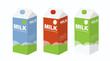Collection of milk boxes. Milk carton mockup packages