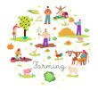 © Kudryavtsev - Farming poster with cartoon farm animals and farmer people working
